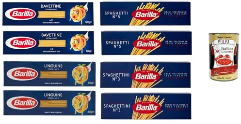 Italian Gourmet Testpaket Pasta lunga Spaghetti Linguine Nudeln 8 x 500g | Assortimento italiano per primi piatti, verschiedene Formen für Saucen, Gesamtnettogewicht 4 kg + Kostenlos Polpa 400g