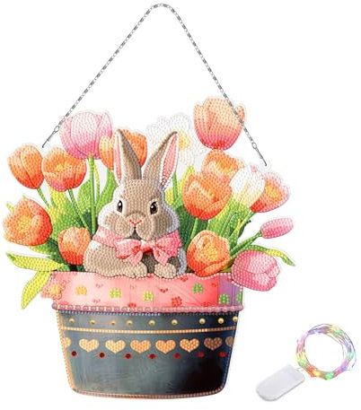 peiyee Diamond Painting Ostern 5d Diamond Painting Ornamente, Handwerk Applique Mosaik Hase Diamant Painting Set DIY Diamant Painting Kaninchen FüR Kinder Kunst Handwerk Geschenk