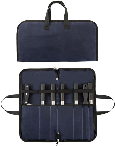 Knife Roll,Knife Bag with 7 Slots,Heavy Duty Waxed Canvas knife Case,Portable Chef Knife Roll Bag For Kitchen Cooking.Cutlery Knives Holders Protectors,Chef Knife Carrying Case For Travel & Camping