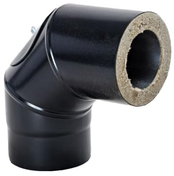DW-Pellet-Rohr Schwarz 100mm Bogen 90° mit Tür