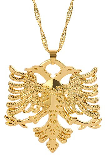 Generic Albanie aigle pendentif colliers pour hommes femmes couleur argent/or couleur bijoux albanais cadeaux ethniques Kosovo 233406 Nützlich und modisch