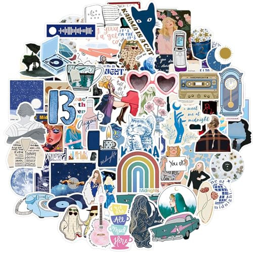 Aufkleber Musik 200 Pcs Pop Sticker Set für Fan Geburtstag Party Geschenke, Wasserfeste Vinyl Aufkleber, Sticker für Scrapbook Laptop Journal Macbook Trinkflasche Handy Gitarre Skateboard Notebook usw