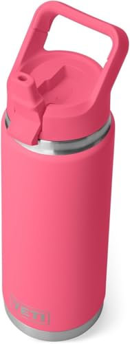 YETI Rambler, Stainless Steel Vacuum Insulated C Straw Bottle with Straw Cap, 26oz (Tropical Pink)