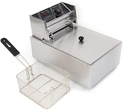 6L 2500W Friteuse électrique Acier inoxydable Cuisine professionnelle Zone froide Friteuse Résistance immergée, Contrôle de la température, Démontable, Surveillance facile, facile à nettoyer.