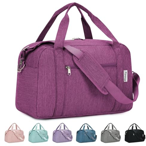 for Easyjet Cabin Bag 45X36X20 Underseat Travel Duffel Bag Holdall Tote with Wet Pocket Carry on Luggage Overnight for Women and Men 25L (Dark Purple)