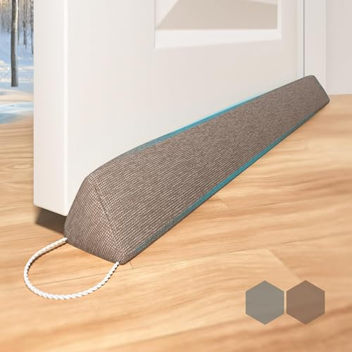 HIZH Heavy Under Door Draft Excluder,35.4 Door Draft Stopper,Suitable For Doors And Windows,Increased Sound Insulation And Windproof,With Pull Ring For Easy Storage,Brown