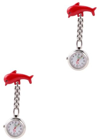 SAFIGLE 2stücke Taschenuhr Für Ärzte Und Pflegekräfte Mit Leuchtfunktion Delfin-Design Clip- Für Anwendungen