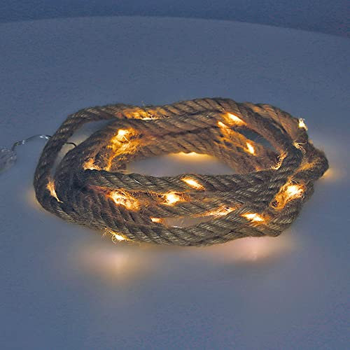 Zarivy Batteriebetriebene Lichterkette mit 30 Micro-LEDs auf Jute-Schnur, warmweiß, 3,03 m, ideal für die Dekoration von Veranstaltungen und für eine gemütliche Atmosphäre.