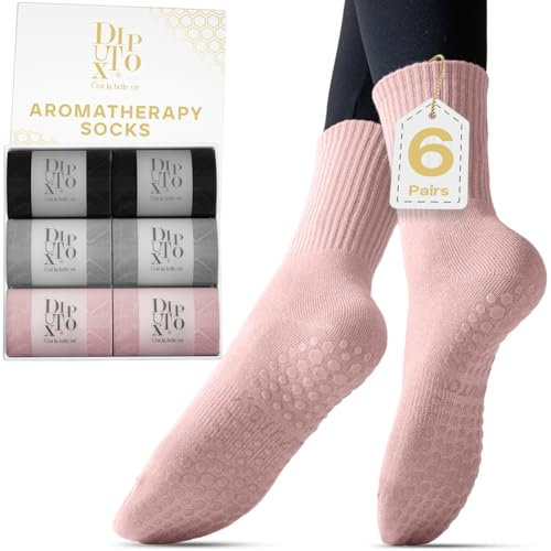 6 Paare Pilates Socken,Yoga Socken & Stoppersocken für Damen Herren,Anti rutsch Antirutschsocken mit Noppen & Duft,Yogasocken Ideal für Geschenk,Reformer,Ballett,Barfuss,Tanz,Fitness, Reha,35-42