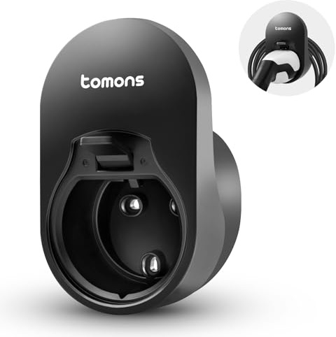 tomons Typ 2 Wandhalterung für Ladekabel,kompatibel mit EU-Standard Typ 2 Steckern, EV-Ladekabel-Organizer, geeignet für den Innen- und Außenbereich - Schwarz