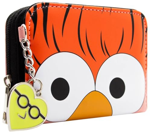 Muppet Lab Assistant Beaker Close Up with Bunsen Charm Purse Bi-Fold Coin Pocket & Card Holder, Red