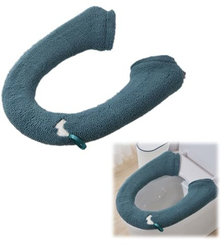 WC-Sitzbezug,WC Wärmer Pad,WC Sitz Pad,Toilettensitzbezug Warm, WC-Sitzbezüge,Toilet Seat Cover, Toilettensitzbezug Weich,WC-Sitzwärmer,Universal WC-Sitz-Pad,Schaltfläche Stil,Waschbar (Dunkelgrün)