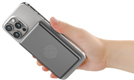 MagCharge Ultra Slim Magnetic Power Bank, 5000mAh Fast Charging Wireless Portable Charger, Battery Pack with USB-C Cable for iPhone 16 Pro Max/15/14/13/12, Gray