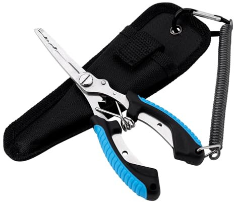 BOXOB Fishing Pliers, Stainless Steel Fishing Pliers Saltwater Ice Fly Sea Fishing Pliers Hook Remover Line Cutter Needle Nose Split Ring Pliers Fishing Scissors Tool Accessories Fishing Gear for Men
