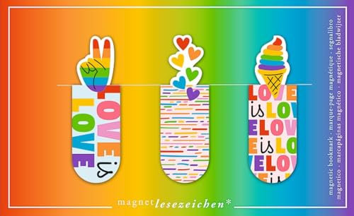moses. Magnetlesezeichen Rainbow Love | Buchseitenmarkierung | Bookmarker | Lesezeichen für Buchliebhaber | Geschenk zum Buch