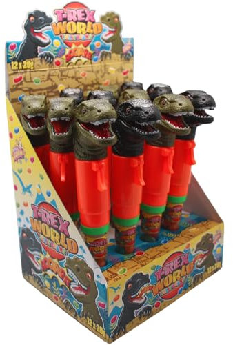 T-Rex World Jelly Beans 12 Stück mit Sound-Effekt – Dinosaurier Süßigkeiten mit Display für Kindergeburtstage & Sammler – 20g Pro Packung