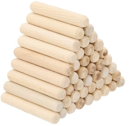 PATIKIL 60 Stück 8 x 50mm Holzdübel Set, Riffelholzdübel Holzstifte Dübel Set Gerillte Holzübelstifte Dübel Holz mit abgeschrägten Rillen für Zimmerei Möbel Tür Kunsthandwerk Projekte