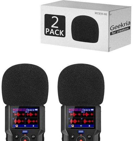 Geekria for Creators Lot de 2 pare-brises en mousse compatibles avec enregistreur ZOOM H4 essentiel, housse de protection contre le vent, filtre en éponge, enregistreur numérique portable (noir)