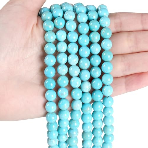 Sahoottie 100 Stück Grüne Türkis Perlen mit Loch 6mm Naturstein Perlen | Edelsteine zum Auffädeln Grüne Edelsteinperlen für Armbänder Selber Machen Ketten Ohrringe DIY Schmuckherstellung Basteln