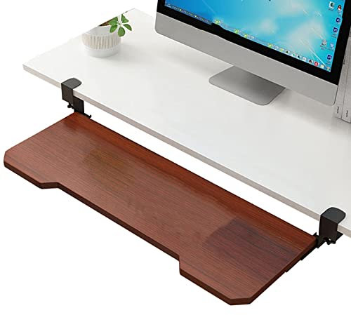 Tastaturablage zum Anklemmen an den Schreibtisch, Schreibtischverlängerung aus Holz, ohne Bohren zu installieren, ergonomische ausziehbare Tastaturschubladen, Büro-Schiebeschublade für Tastaturen un