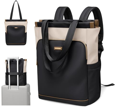 GOLF SUPAGS Zaino Convertibile per Donna Laptop Casual Travel Bag Notebook per Lavoro College Viaggi di Piacere(Bianco & Nero)