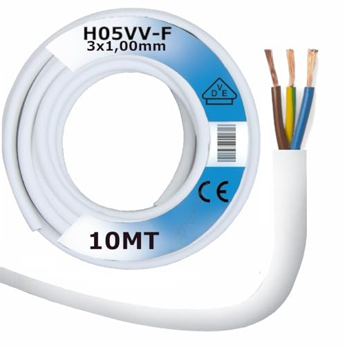 Cavo elettrico 3x1 mm 10 metri H05VV-F flessibile in matassa colore Bianco