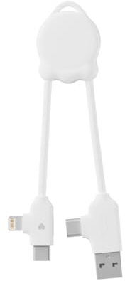 Xoopar OctoMini Câble Multi USB 4 en 1 Porte-Clés USB-C Lightning - Blanc | Câble 4 en 1 format porte-clés : embouts USB-C, Lightning et Micro USB pour smartphones, écouteurs et tablettes