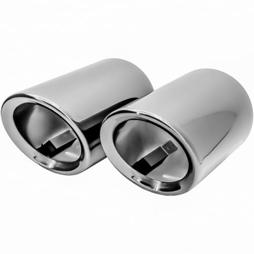 RECAMBO Auspuffblenden Set 2x 135x75mm Edelstahl Chrom universal dezentes Chrom-Finish - einfache Montage - fester Sitz - aufwertende Heckoptik - langlebige Oberfläche - sauberes Finish