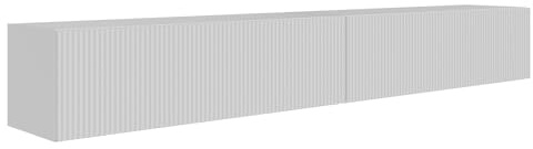 Selsey TV-Lowboard Hängend 200 cm Mattes Weiß 4 Geräumige Fächer Elegante Geprägte Front Laminierter Korpus MDF Front Robust ABS Kanten Für Fernsehzubehör