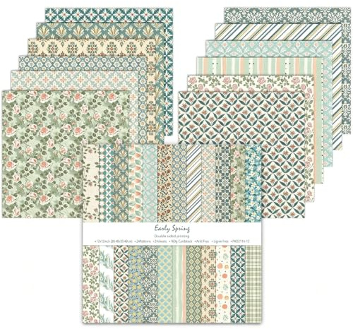Oriental riverkit Scrapbook Papier 24 Blatt, Bastelpapier Muster, Blau/Grün | Doppelseitiges Scrapbook Papier, 30,5 x 30,5 cm, Blumenmuster, Dekorpapier Set für DIY Fotoalbum und Scrapbook Dekoration