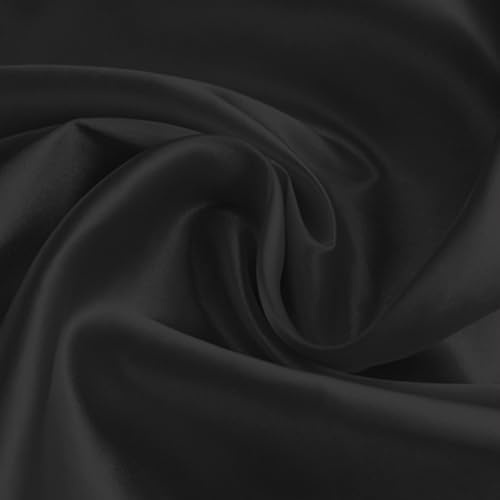 Satin Stoff Meterware aus Polyester 150X200cm, Satinstoff Schwarz Glänzender Und Seidiger Futterstoff als Modestoff Dekostoff Gardinenstoff Vorhangstoff Hochzeitsstoff Tischdeckenstoff