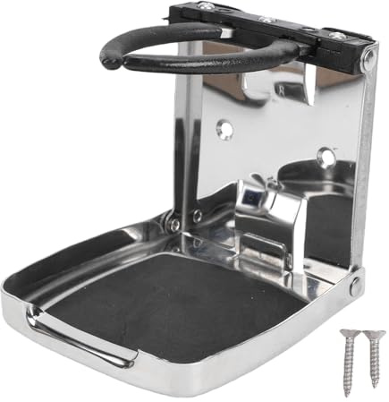 Ausla Porte-gobelet Pliable, Support de Bouteille d'eau Réglable pour Bateaux, Yachts, Voitures, Camions, Camping-Cars, Véhicules de Camping en Acier Inoxydable