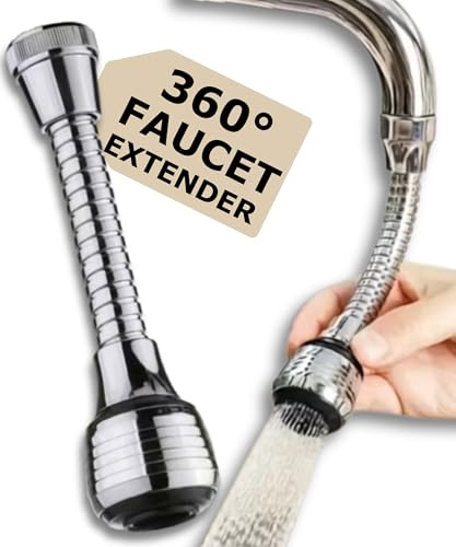 Electoys Flexible Kitchen Tap Spray Head - Kitchen Spray 360 Degree Swivel Faucet Aerator - Chrome Water Sprayer Attachment for Sink Mixer Taps - Universal Adapter Extension with 3 Flow Modes