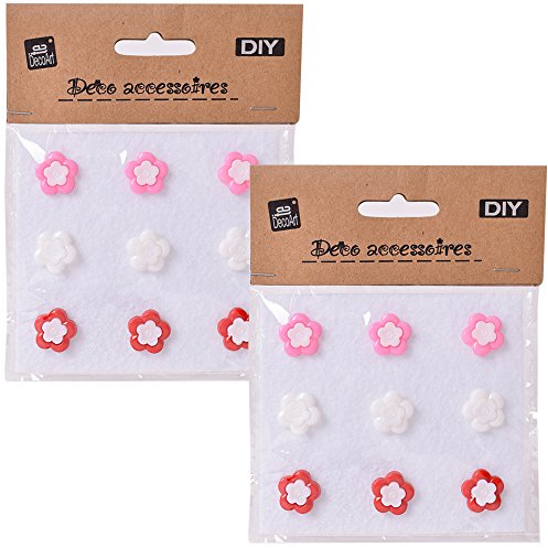 18 Stück DIY Zierknöpfe Ösenknöpfe Blume Blüte 14 mm bunte Knöpfe zum selber Basteln und Verzieren
