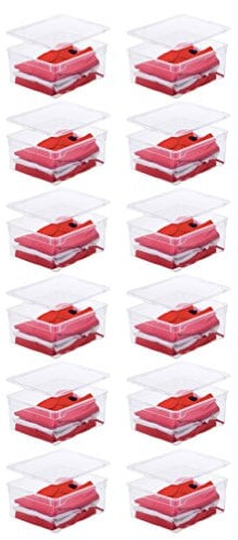 Rotho Clear Box 12er-Set Aufbewahrungsbox 18l mit Deckel, Kunststoff, transparent