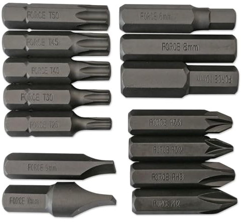 14 EMBOUTS TORX T25 T30 T40 T45 T50, PLATS, PH, PZ TOURNEVIS FRAPPER