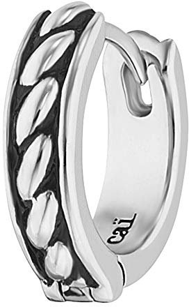cai Herren Single-Ohrring 925/- Sterling Silber 1,3cm Matt/Glanz ohne Stein weiß 132210512