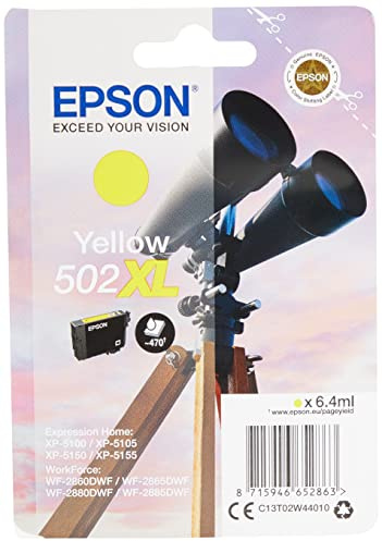 Epson Singlepack Yellow 502XL Ink SEC, C13T02W44020 (SEC)