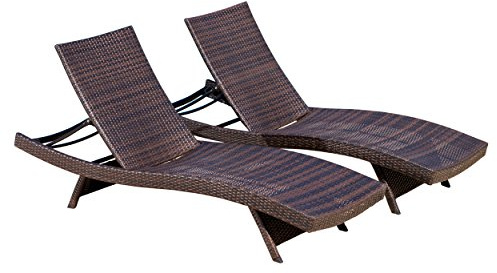 Christopher Knight Home Salem Outdoor Wicker Adjustable Chaise Lounge Chair, 2-Pcs Set, Multibrown