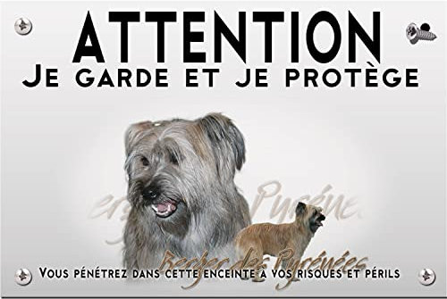 Pets-easy Panneau Attention au chien berger des pyrénées fauve