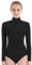SUPRNOWA Women's Long Sleeve Turtleneck Top Bodysuit Mock Neck Stretchy Leotard Jumpsuit Body Suit with Zipper for Dance Gymnastics Cheerleading Fashion (Medium, Black)