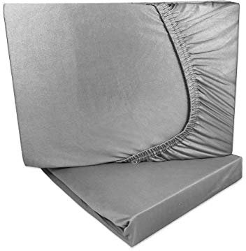 Doppelpack Microfaser Spannbetttuch/Spannbettlaken Silber Grau 90x200-100x200 cm - Rundumgummi (Silber, 90-100x200 cm)