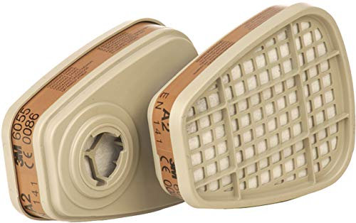 3M™ Filtro 6055 contro gas organici e vapori A2 (2 pezzi), riceverete 1 confezione da 2 pezzi