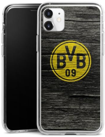 Silikon Hülle kompatibel mit Apple iPhone 11 Case transparent Handyhülle Borussia Dortmund BVB Holzoptik