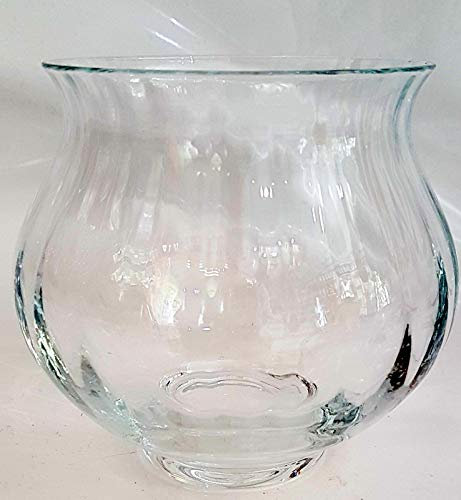 Oberstdorfer Glashütte Kerzenschale für Adventskranz Windlicht Teelichthalter Zylinder Klarglas mundgeblasen mit optische Rillen Höhe 11 cm Ø 12 cm ohne Dekoration