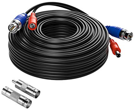 Anlapus 18,3 Meter BNC Video + DC Power Kabel Netzkabel 2in1 CCTV Verlängerungskabel mit BNC RCA Adapter für AHD CVI TVI 960H Überwachungssystem, Schwarz