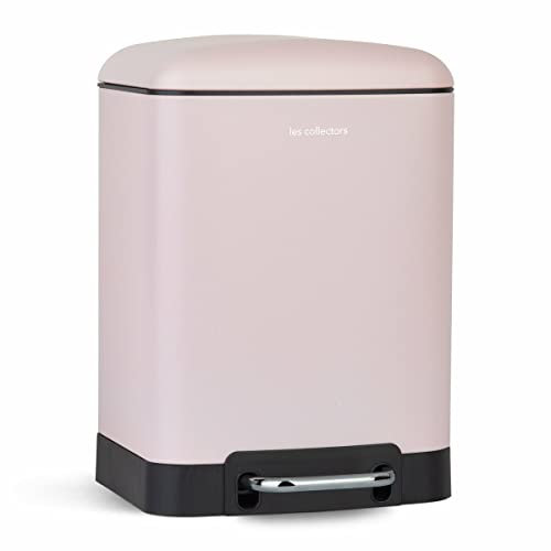 Les Collectors N°678-Papelera con Pedal, Capacidad 6 L, Silenciosa, Forma Rectangular, Edición Rosa Mate, Acero Inoxidable, 23x22,5x32,5 Cm, Metal