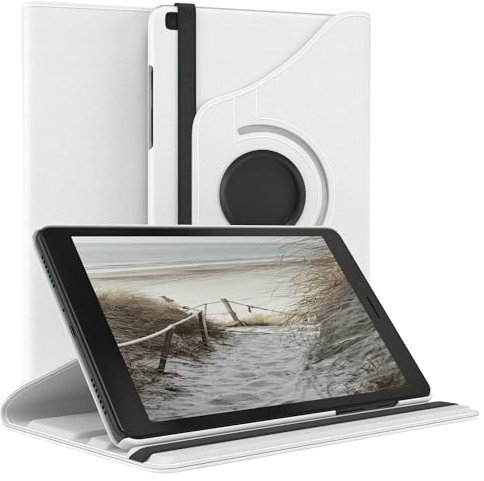 EAZY CASE - Custodia per Samsung Galaxy Tab A 8.0 (2019) tablet Cover protettiva Smart Cover Supporto rotante Astuccio pieghevole 360° girevole con funzione stand Similpelle Bianco