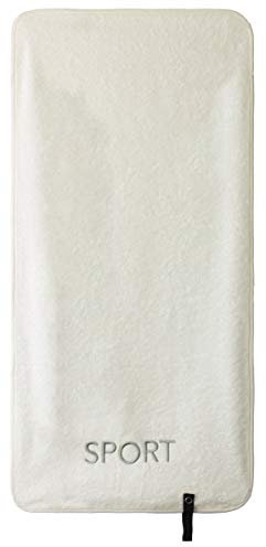 Brandsseller Sporthandtuch Fitnesshandtuch mit gesticktem Sport Logo 100% Baumwolle Frottierqualität 40x80 cm Ecru