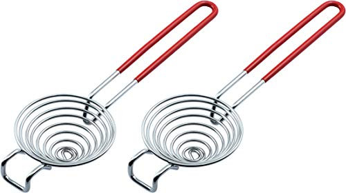 CAMKYDE Egg Separator Food Grade Stainless Steel Egg Yolk White Separation Tool, Set of 2 (Red)
